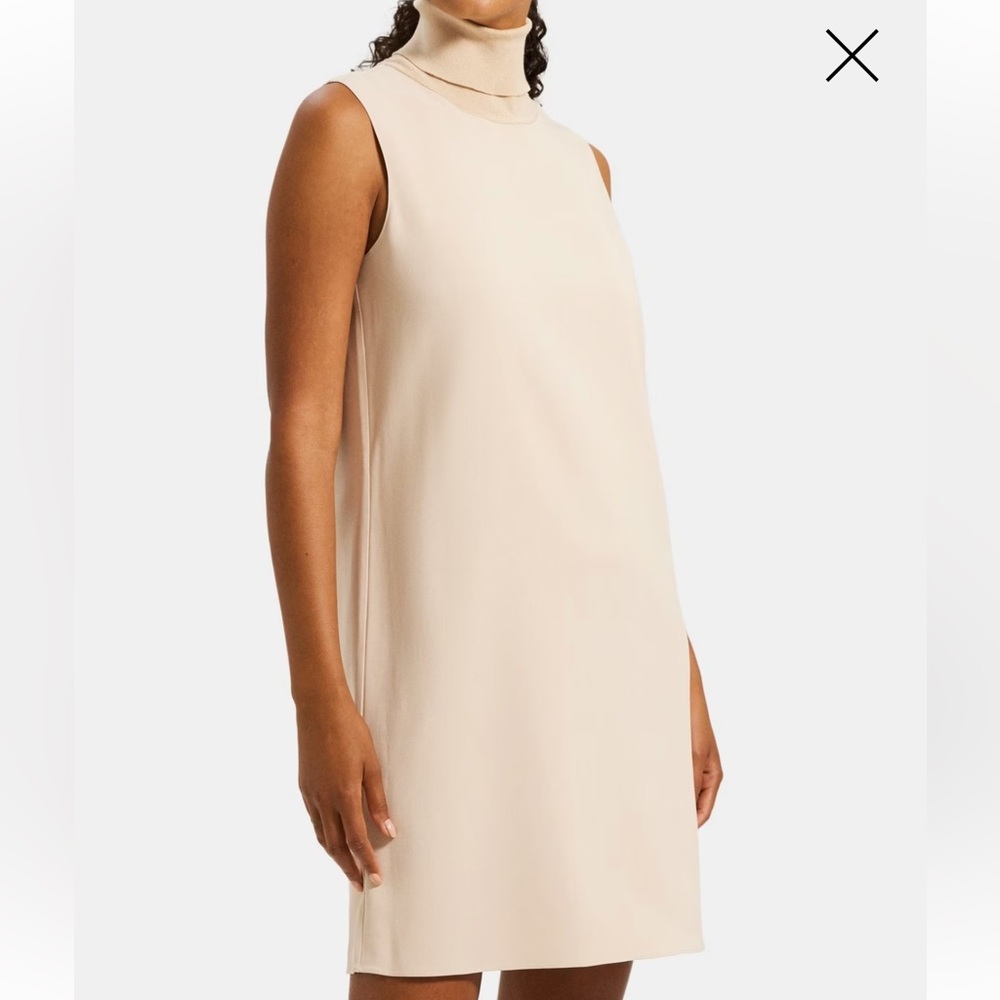 Theory Sleeveless Turtleneck Dress In Drapey Viscose